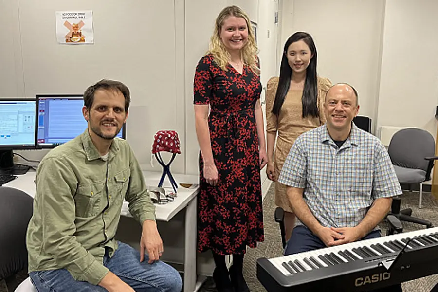 Goldman and colleagues in the Music and Mind Lab. Photo courtesy of Andrew Goldman.